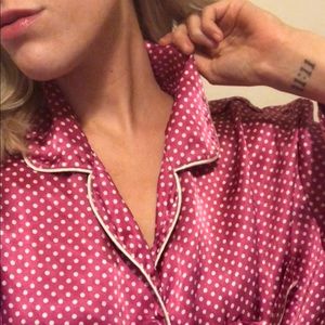 Victoria’s Secret Silky Pink Polka Dot PJ Set